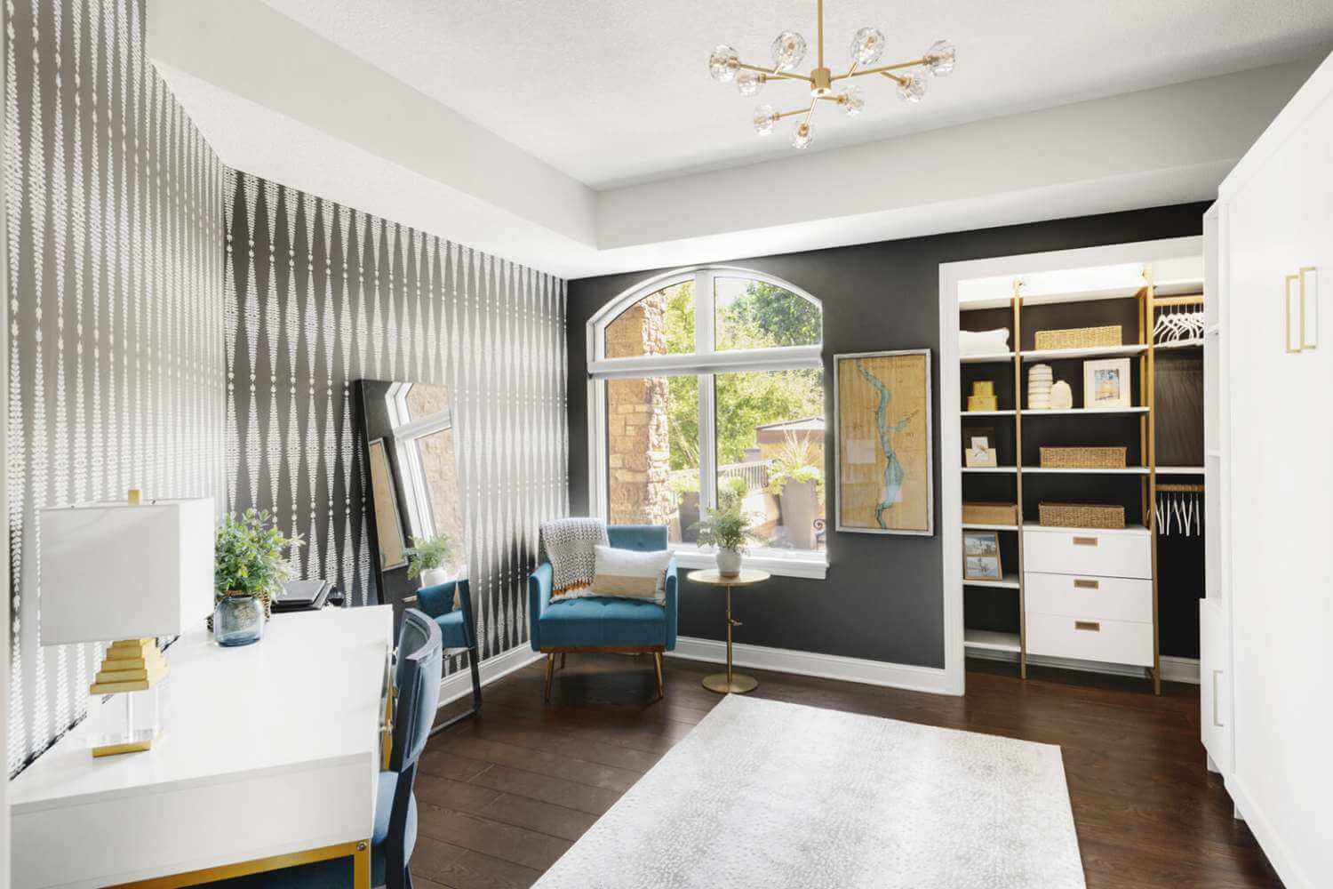 Modern office with a bold accent wall